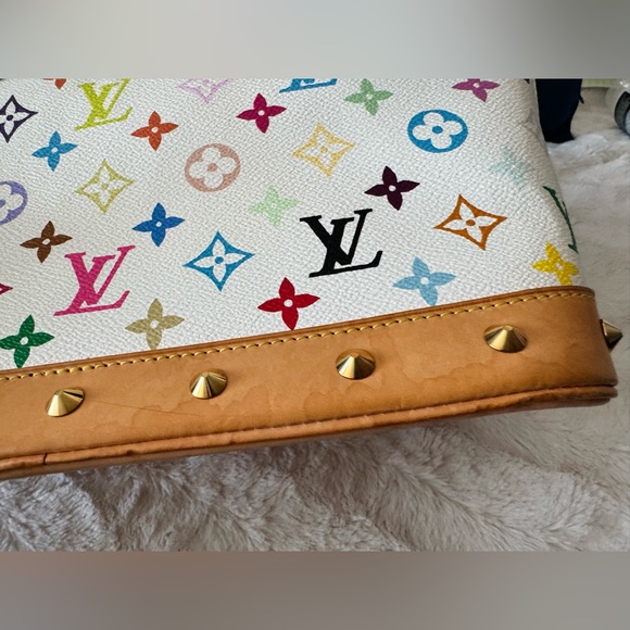 Louis Vuitton Alma PMTop Handle Bag White Multicolour Leather Monogram Murakami - Picture 12 of 13